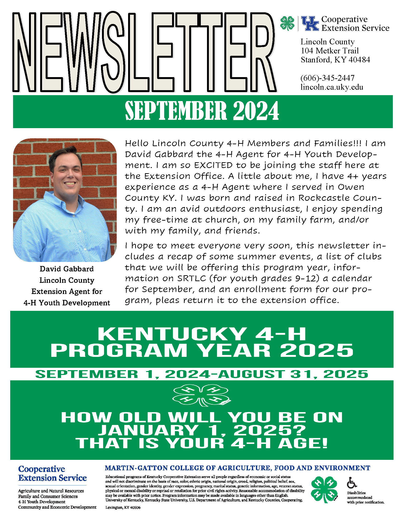 Aug - Sept 2024 4-H Newsletter